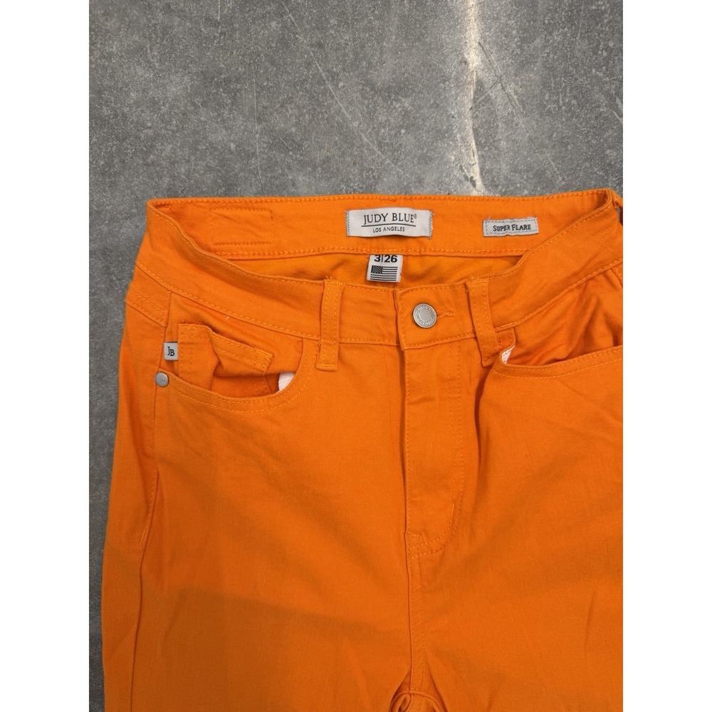 Judy Blue Super Flare Jeans Women‎ 3/26 Orange High Rise Stretch Denim - Picture 5 of 10